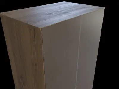 Closet armoire - door - walnut 3D model