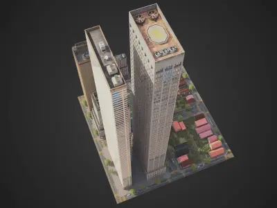 Realistic City District H14-R29 MAYA Low-poly 3D model
