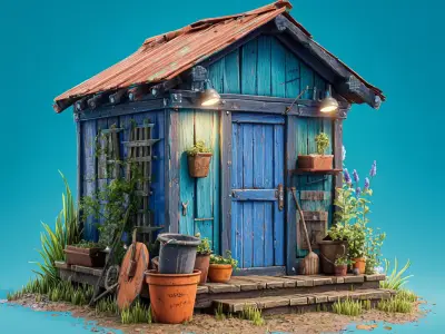 Stylized Garden Sheds 3D model