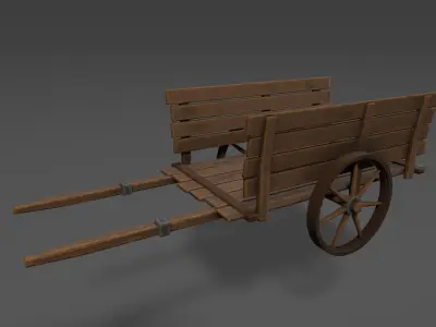 Stylized Medieval Cart Low-poly 3D model