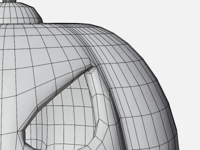 orange halloween pumpkin on blue gradient background Low-poly 3D model