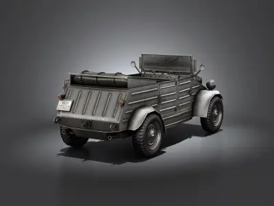 Low Poly VW Type 82 Kubelwagen Low-poly 3D model
