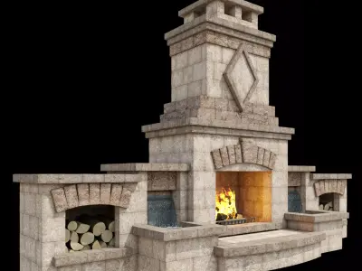 Outdoor Fireplace 002 3D model