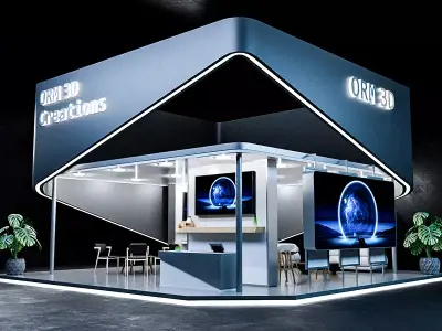 Futuristic Exhibition Booth Design Modern Minimal Setup 3D model