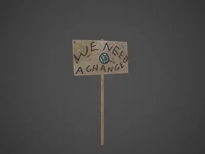 Protest Banner Protester Holding Low-poly 3D model