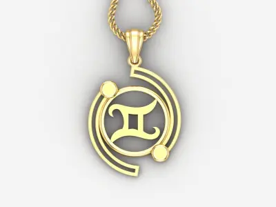 Galaxy Gemini Light Gold Pendant Version 8 3D print model