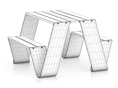 Metal Table-Bench 3D model