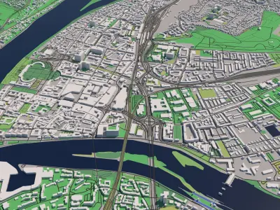Koblenz Germany 30x30km 3D City Map 3D model