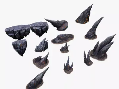 Lava Rocks Volcanic Rocks Set 02 Low-poly 3D model