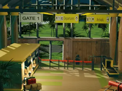 Airport game scene Low-poly 3D model