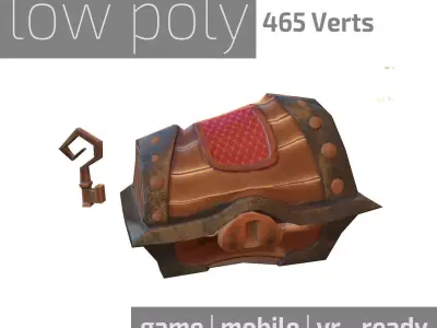 Low Poly Treasure Chest  Low-poly 3D model