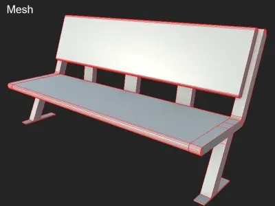 Modern Bench Low-poly 3D model