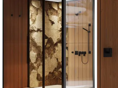 Corner Shower Cabins 11 Low-poly 3D model