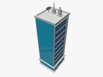Cartoon skyscraper building 2 Low-poly 3D model