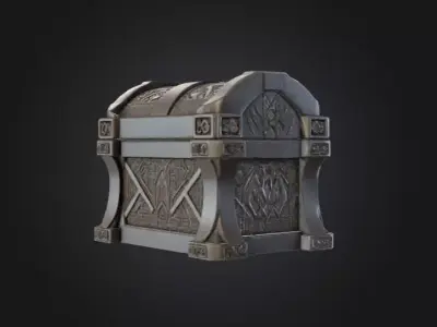 Dwarven Iron Chest Low-poly 3D model