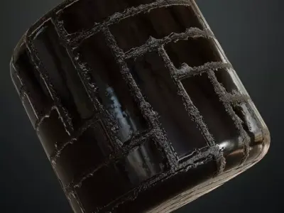 Dark Espresso Woven Leather Petal Pattern PBR Seamless Texture