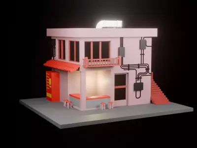 Isometric house 3D Low-poly Low-poly 3D model