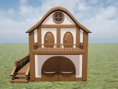 Medieval Fantasy Town Building 4 Game Ready Low-poly 3D model