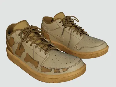 DINO 2 Air Jordan 1 BURNT LOW Shoes PBR AR VR  Low-poly 3D model