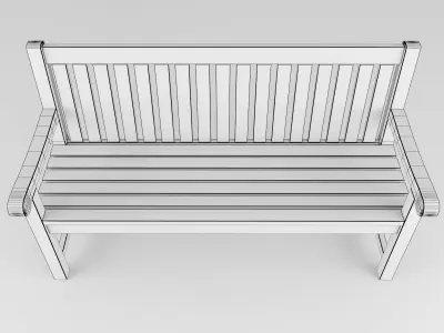 Wooden garden bench 3D model purchase