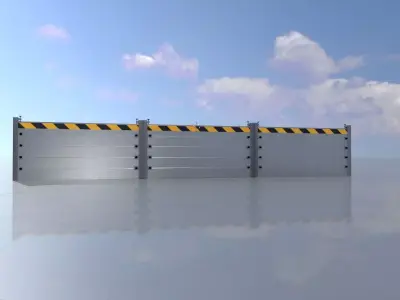 Flood protection made of aluminium that measures 1m x 6m Low-poly 3D model