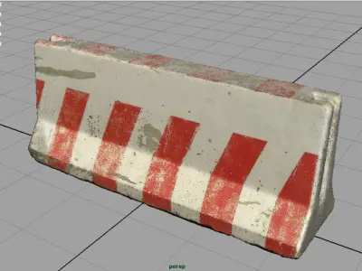 RoadBlock concrete barrier with stripes Low-poly 3D model