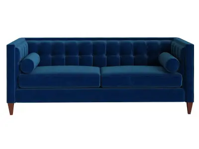 Jodi velvet sofa with wooden legs 3D model