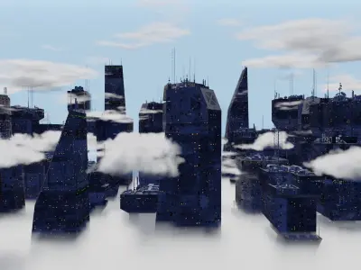 Alien Planet Sci-Fi Fantasy City 3D model