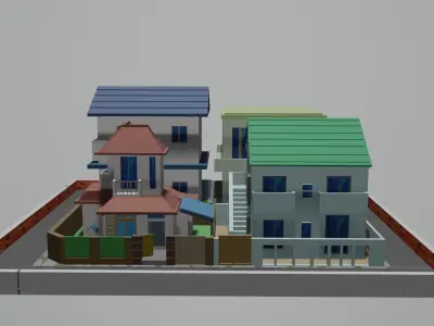 MODEL HOUSE COMBO Low-poly 3D model
