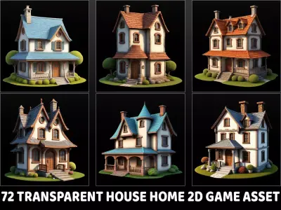 72 Fantasy House Home 2D Game Asset Texture