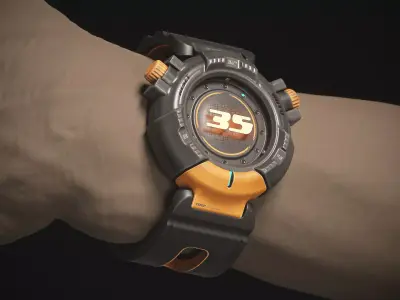Futuristic EM2 Wrist Watch PBR  Low-poly 3D model