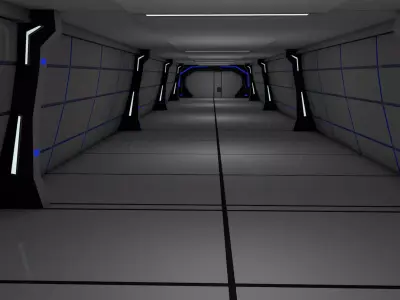 sci fi corridor 3D model 9