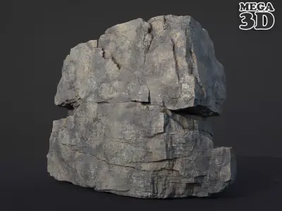 Realistic Granite Rock 03-250609 Low-poly 3D model