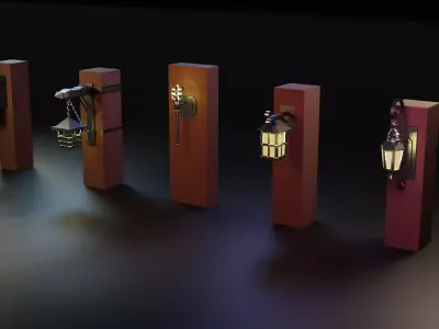 Ancient metal wall lamps 3D model