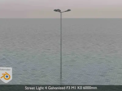 Street Light 4 Galvanized F3 M1 K0 6000mm  Low-poly 3D model