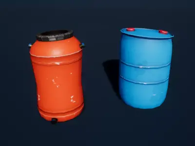 Plastic Barrel Stylized Low-poly 3D model