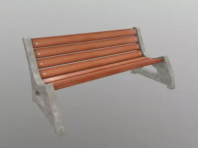 Street Bench Low-poly 3D model