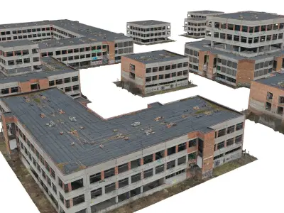  Abandoned Buildings Pack Low-poly 3D model