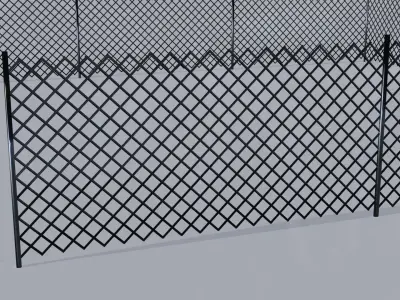 Metallic Fence Low-poly 3D model