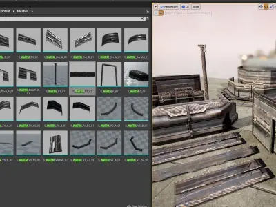 sci fi walls - modular  Low-poly 3D model