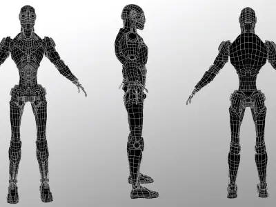 Robo Skeleton Cyborg Full Character Low-poly 3D model