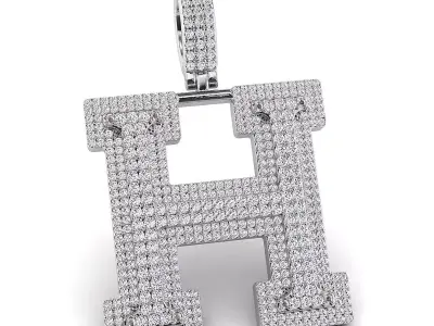 Alphabet Latter H Diamond Pendent 3D print model