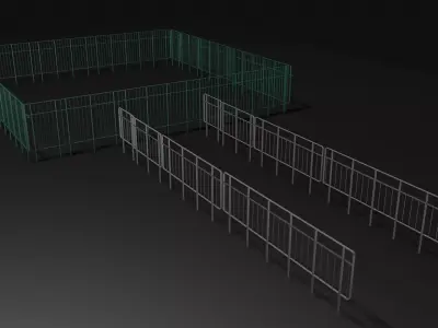 Fencing of city streets Low-poly 3D model