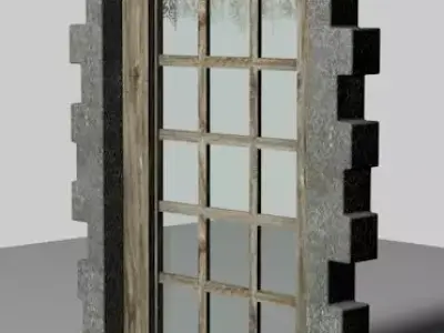 Rustic window with hinges Free 3D model