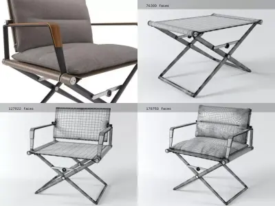 S X L C four different chairs and stool 3D model