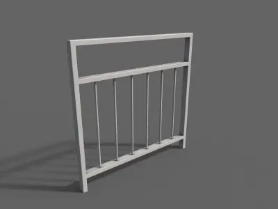 PBR Pedestrian Guard Rail White V4 Low-poly 3D model