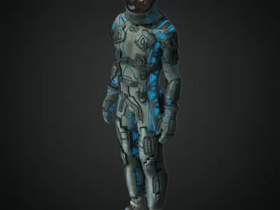 Rigged Man Cyberpunk Character Low-poly 3D model