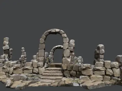 wall set Low-poly 3D model