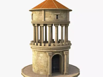 Ancient temple tower Low-poly 3D model
