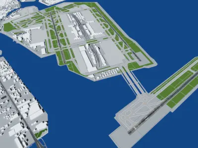 Tokyo full city and airport Low-poly 3D model